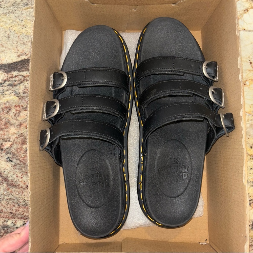 Dr. Martens Black Sandals with Silver Buckles - Picture 3 of 11